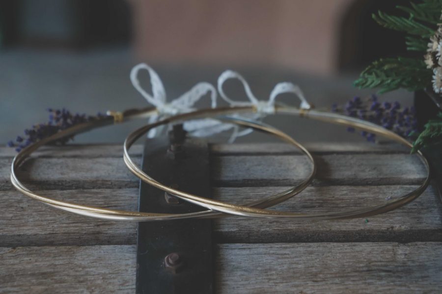 VELISSARIA - Στέφανα με διπλή επάργυρη-επίχρυση βέργα και λεβάντα