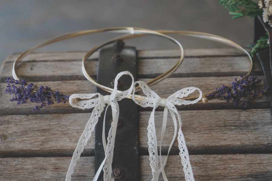 VELISSARIA - Στέφανα με διπλή επάργυρη-επίχρυση βέργα και λεβάντα