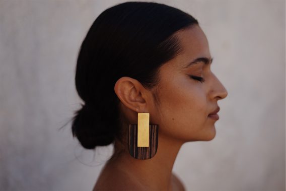 LAKALUKA - Σκουλαρίκια Jacket “Rectangle – Wood”