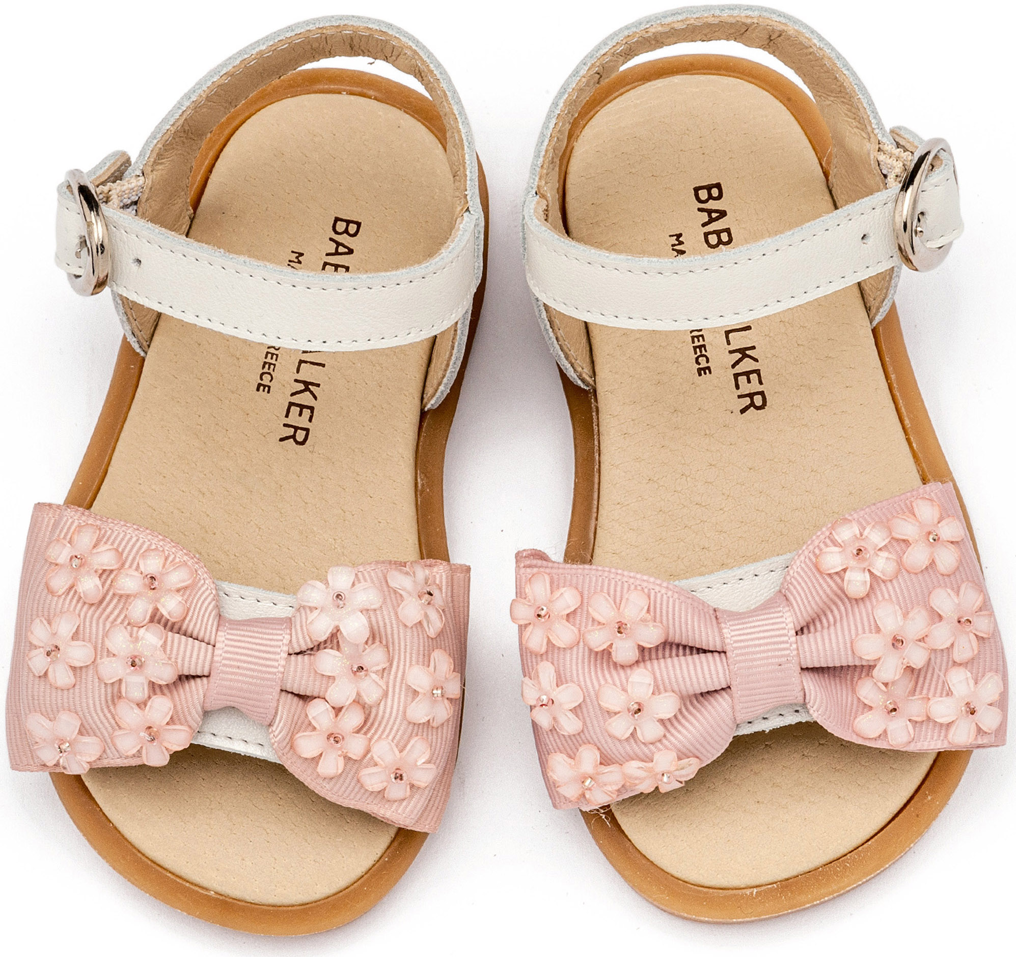 BABYWALKER - Πέδιλο με Gros Grain Φιογκάκι και Λουλουδάκια 