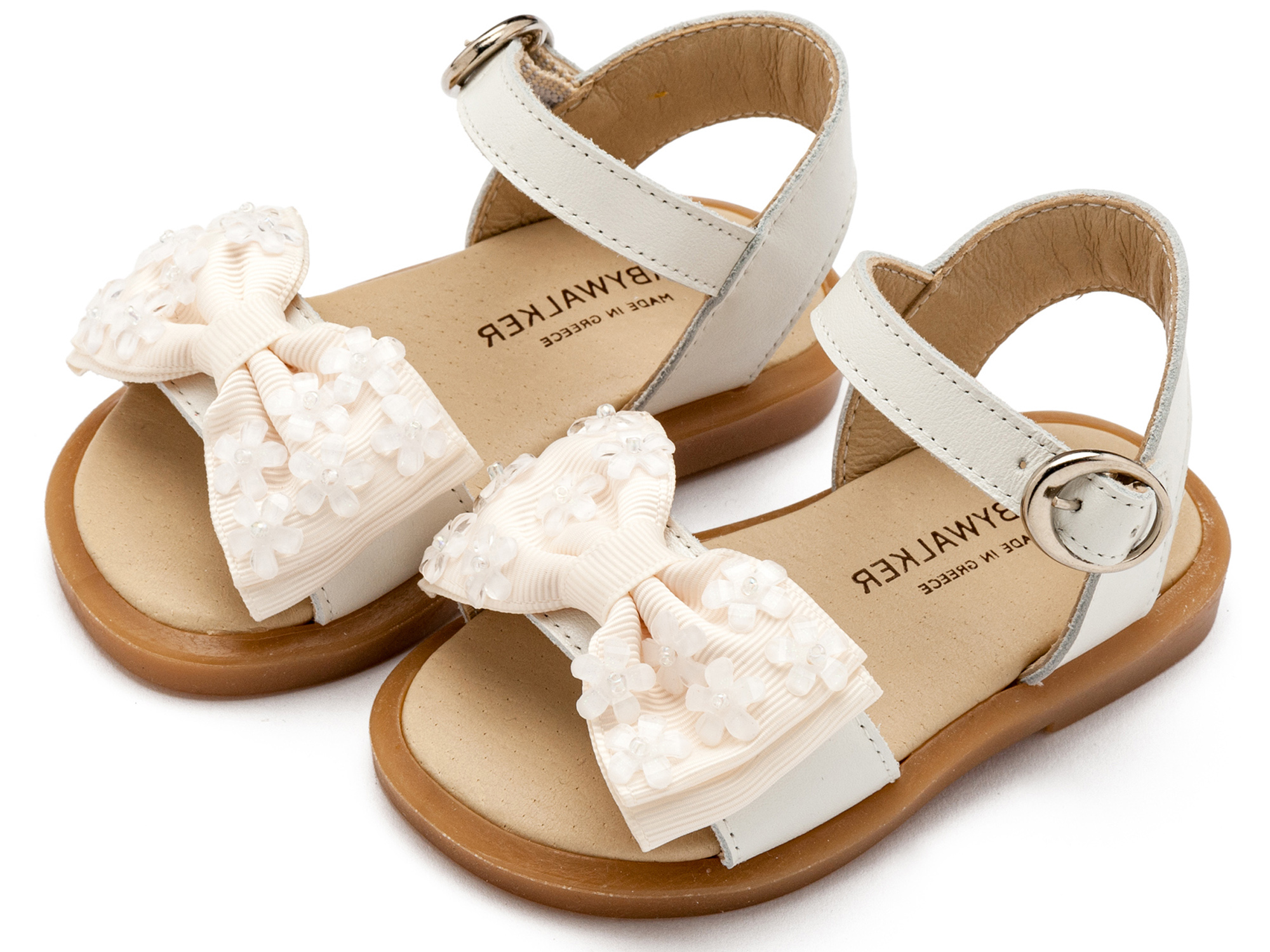 BABYWALKER - Πέδιλο με Gros Grain Φιογκάκι και Λουλουδάκια 