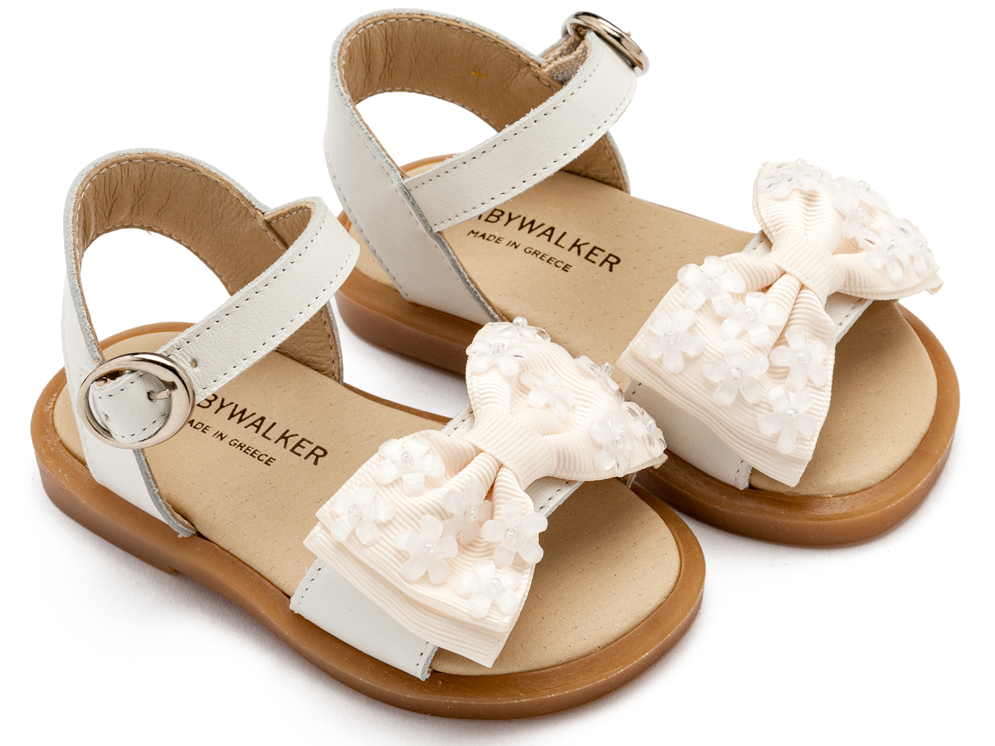 BABYWALKER - Πέδιλο με Gros Grain Φιογκάκι και Λουλουδάκια 