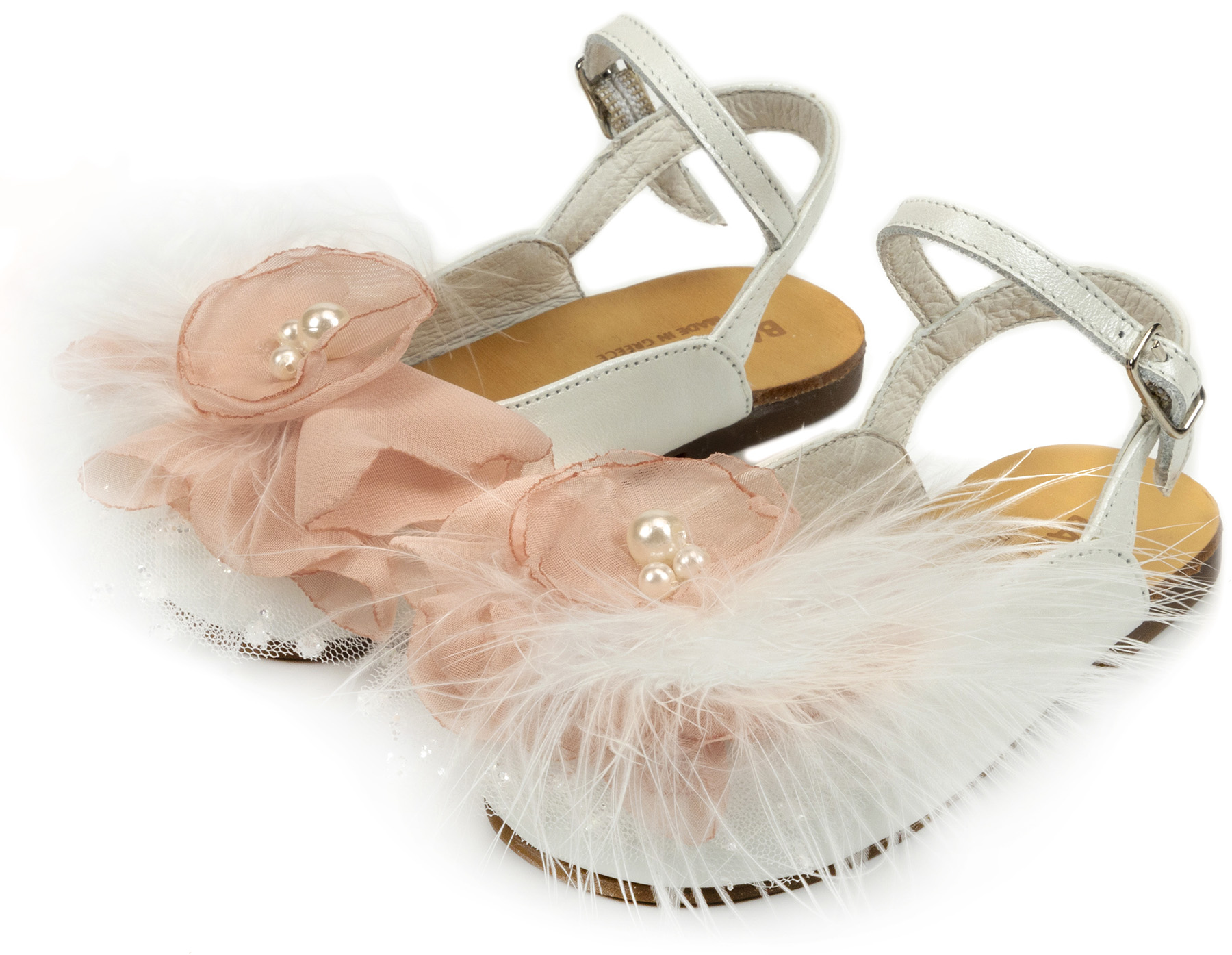 BABYWALKER - Δερμάτινο Σαμπό με Χειροποίητο Λουλούδι 