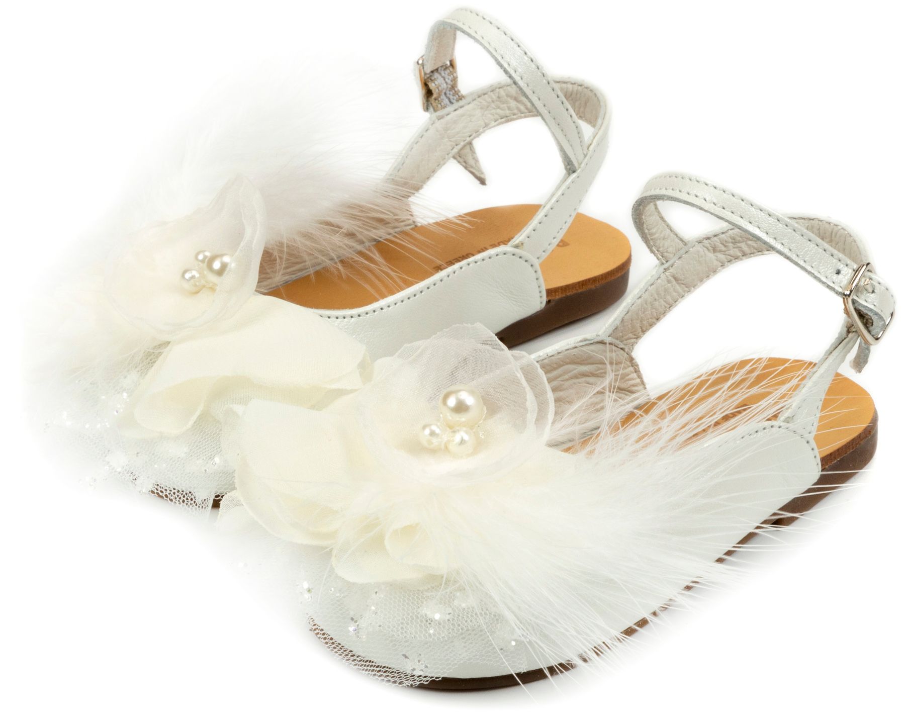 BABYWALKER - Δερμάτινο Σαμπό με Χειροποίητο Λουλούδι 