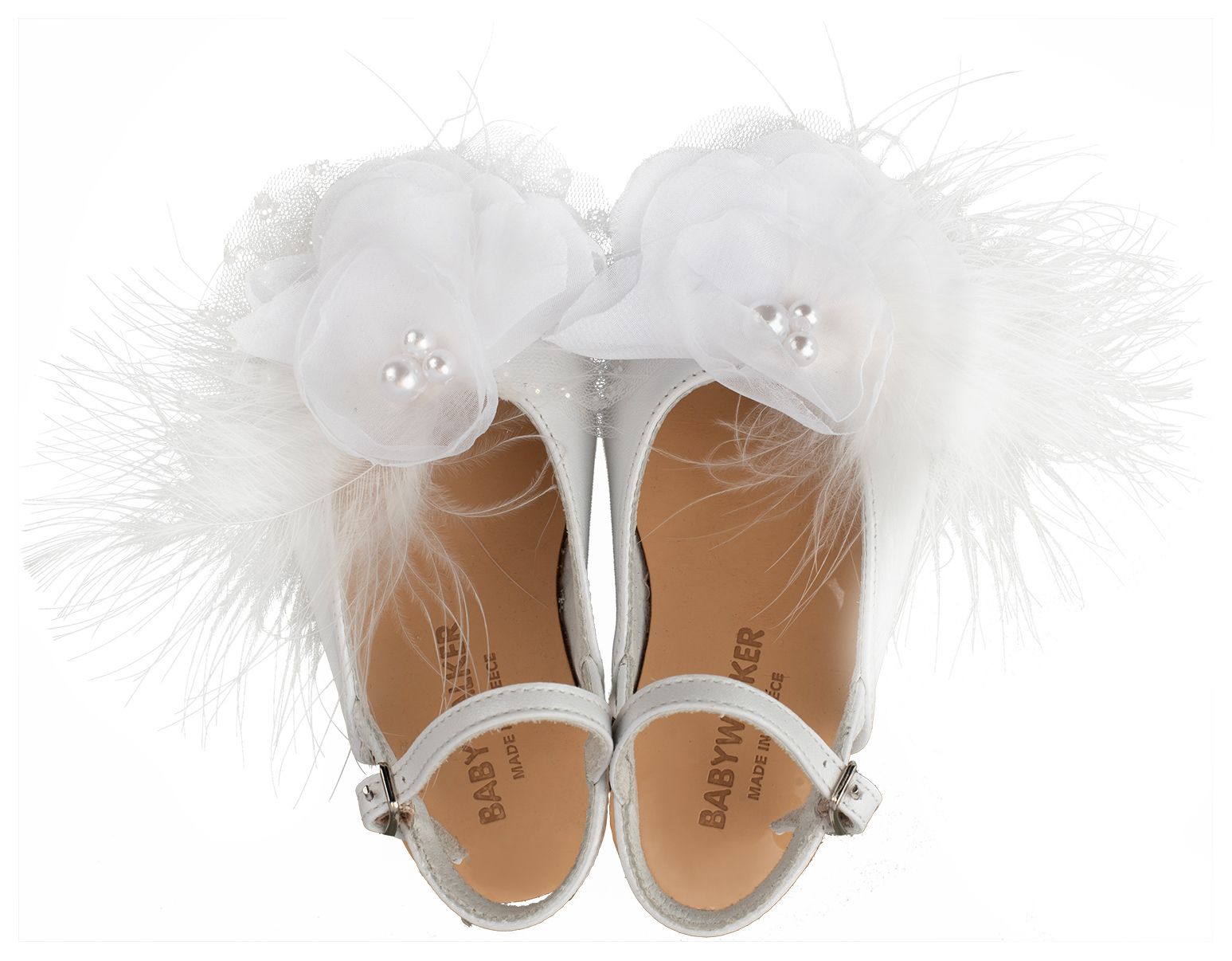 BABYWALKER - Δερμάτινο Σαμπό με Χειροποίητο Λουλούδι 