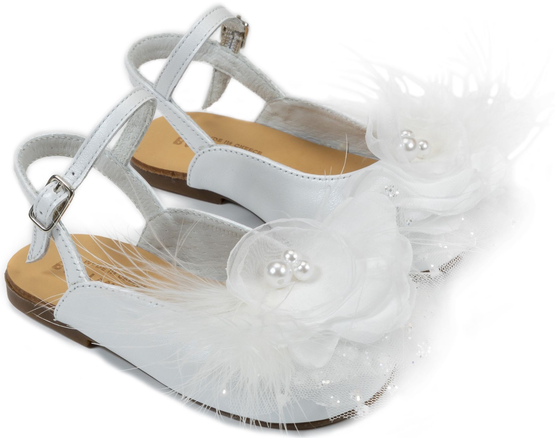 BABYWALKER - Δερμάτινο Σαμπό με Χειροποίητο Λουλούδι 