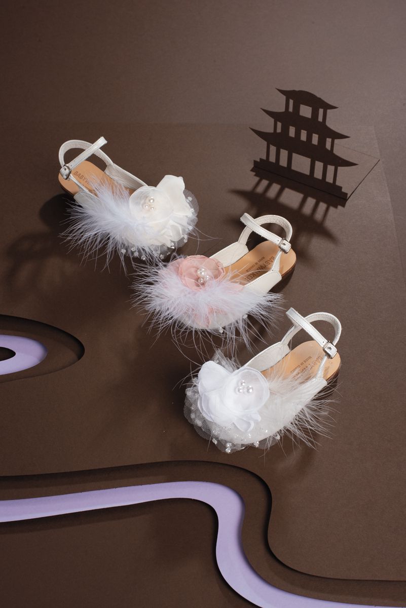 BABYWALKER - Δερμάτινο Σαμπό με Χειροποίητο Λουλούδι 