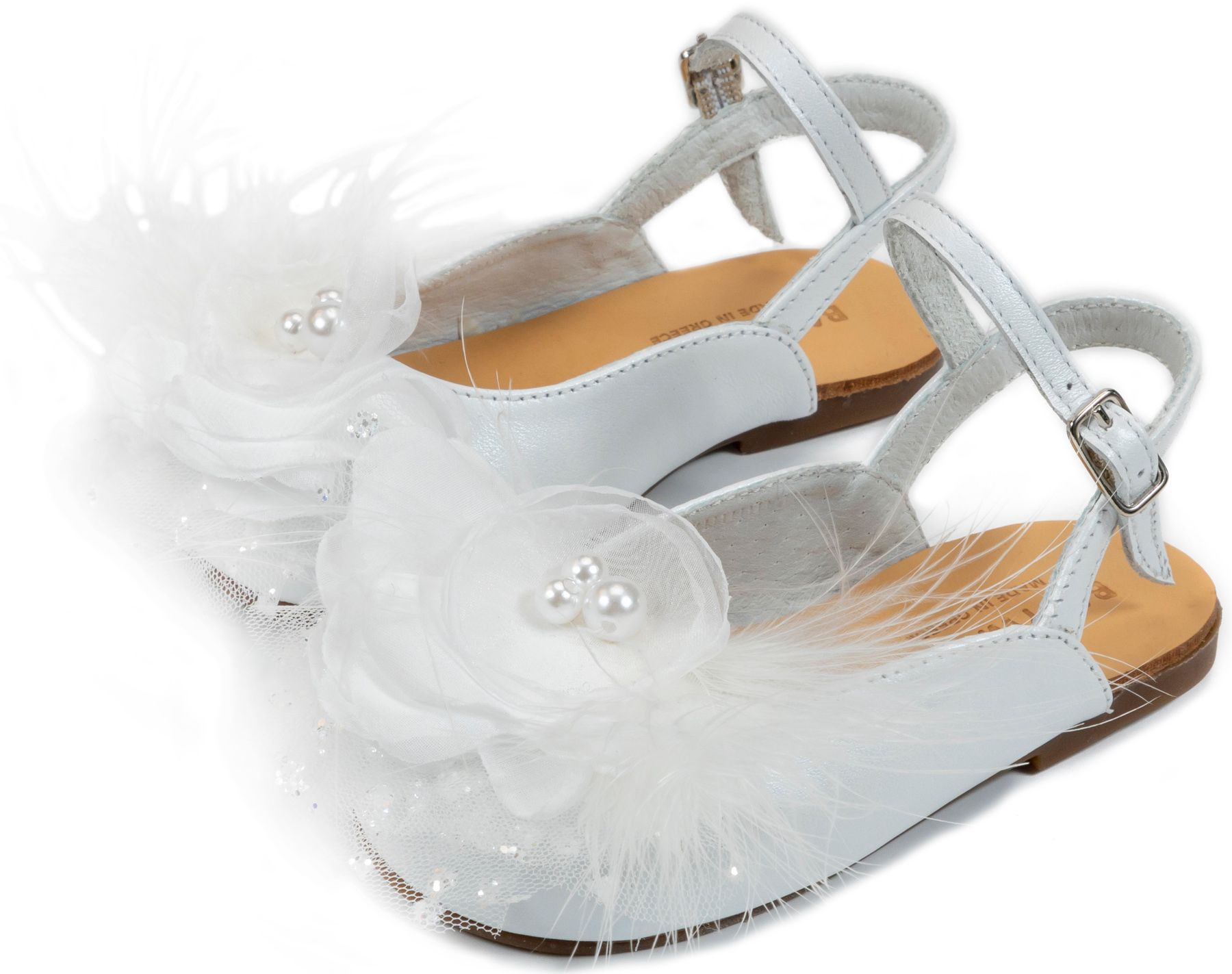 BABYWALKER - Δερμάτινο Σαμπό με Χειροποίητο Λουλούδι 