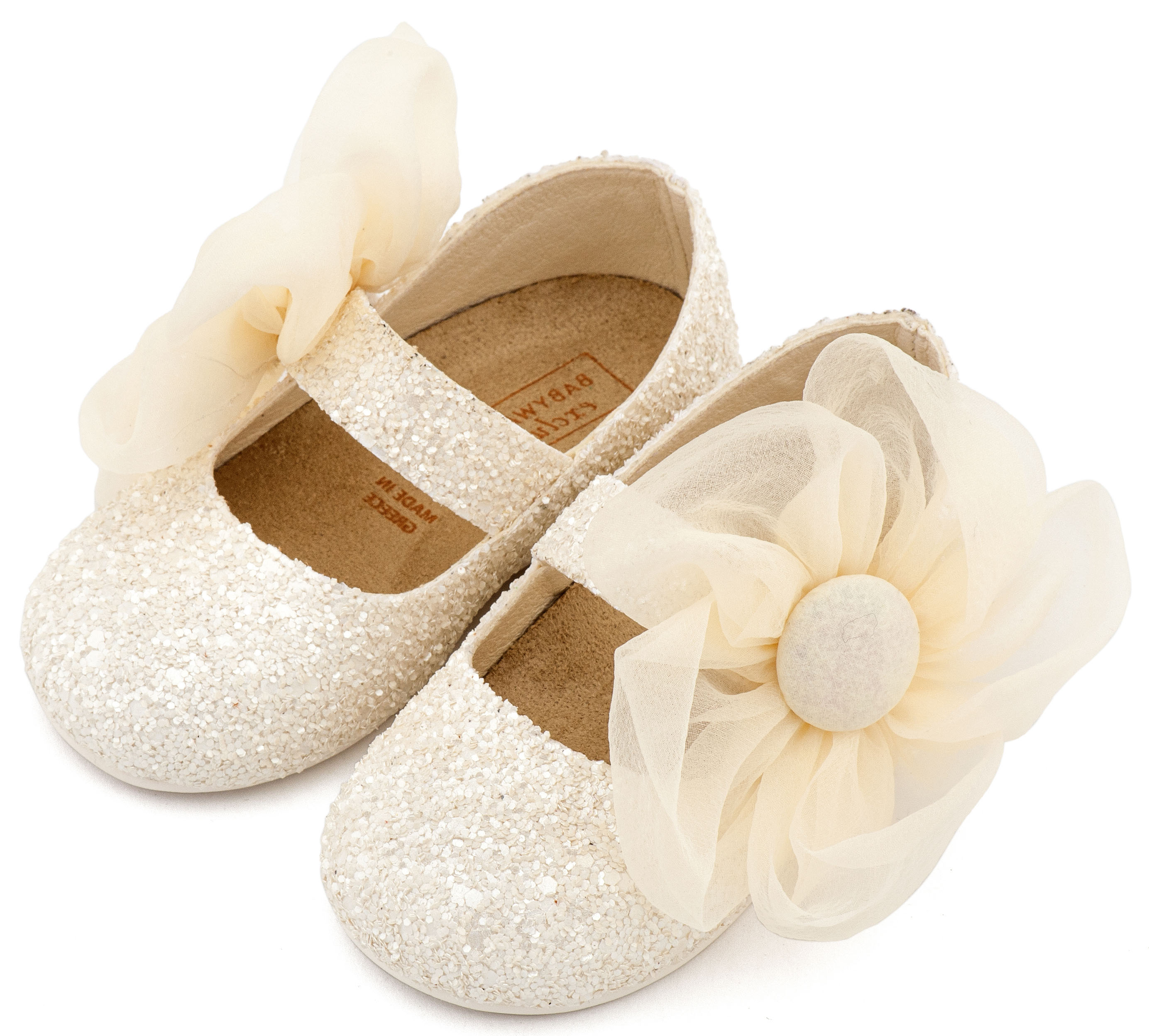 BABYWALKER - Γοβάκι Μονή Μπαρέτα Διακοσμημένο με Μεγάλο Λουλούδι Οργάντζας 