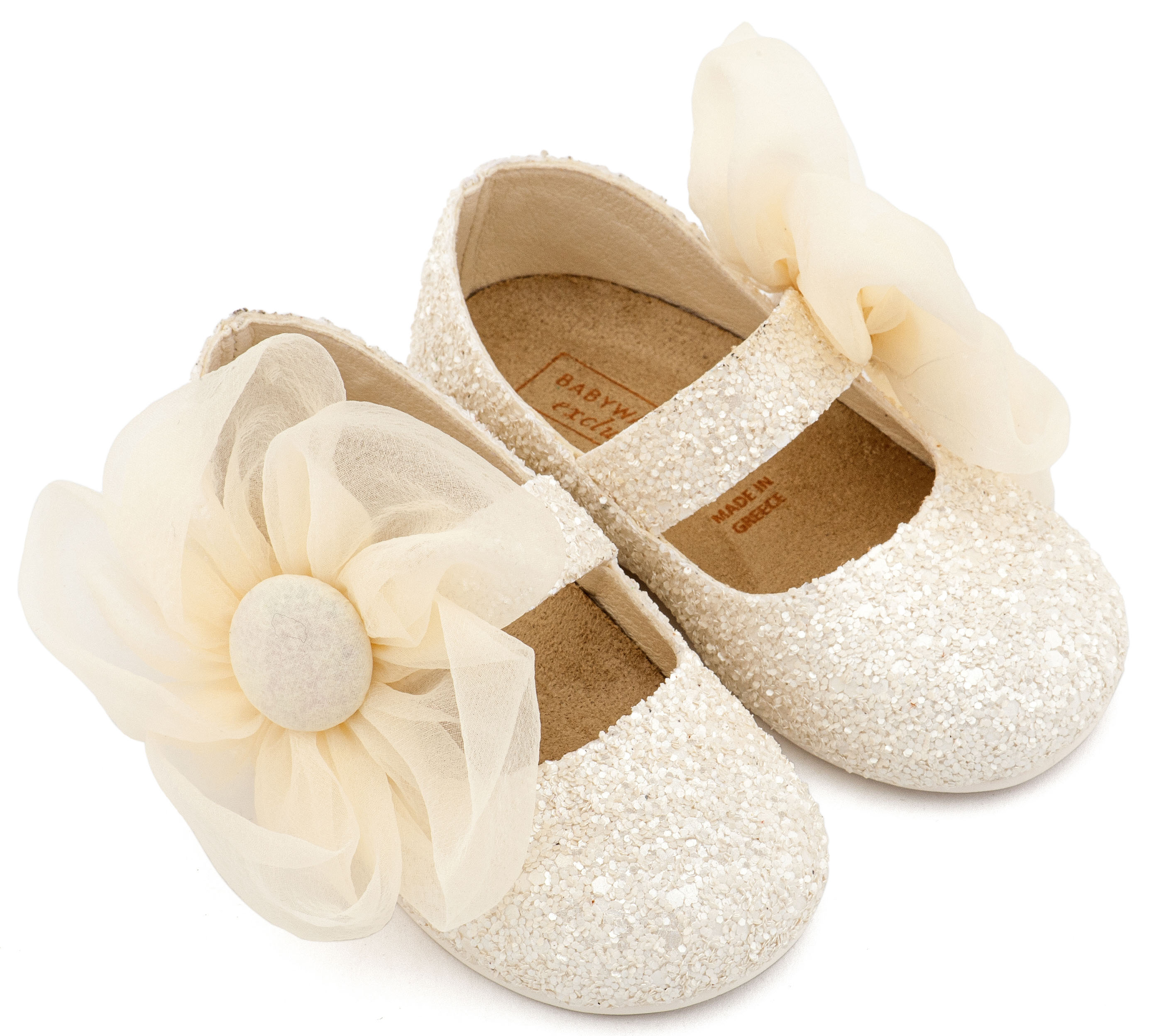 Γοβάκι Μονή Μπαρέτα Διακοσμημένο με Μεγάλο Λουλούδι Οργάντζας 