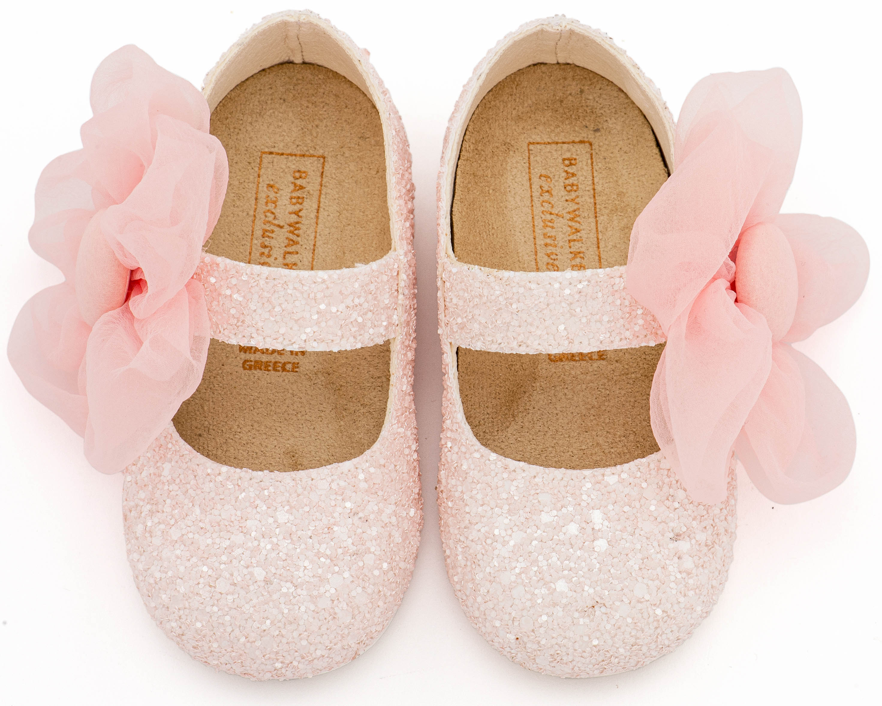 BABYWALKER - Γοβάκι Μονή Μπαρέτα Διακοσμημένο με Μεγάλο Λουλούδι Οργάντζας 