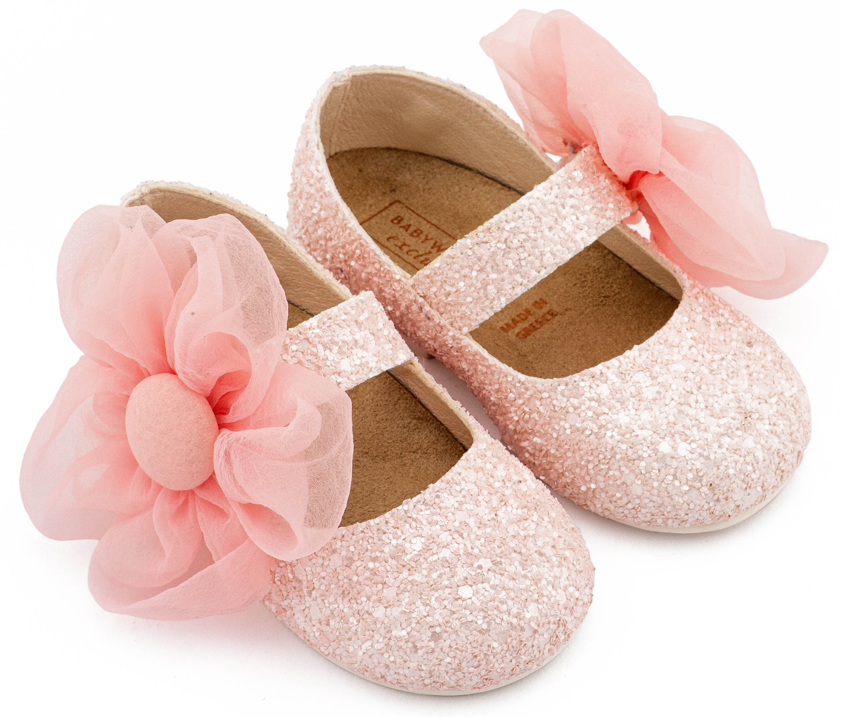 Γοβάκι Μονή Μπαρέτα Διακοσμημένο με Μεγάλο Λουλούδι Οργάντζας 