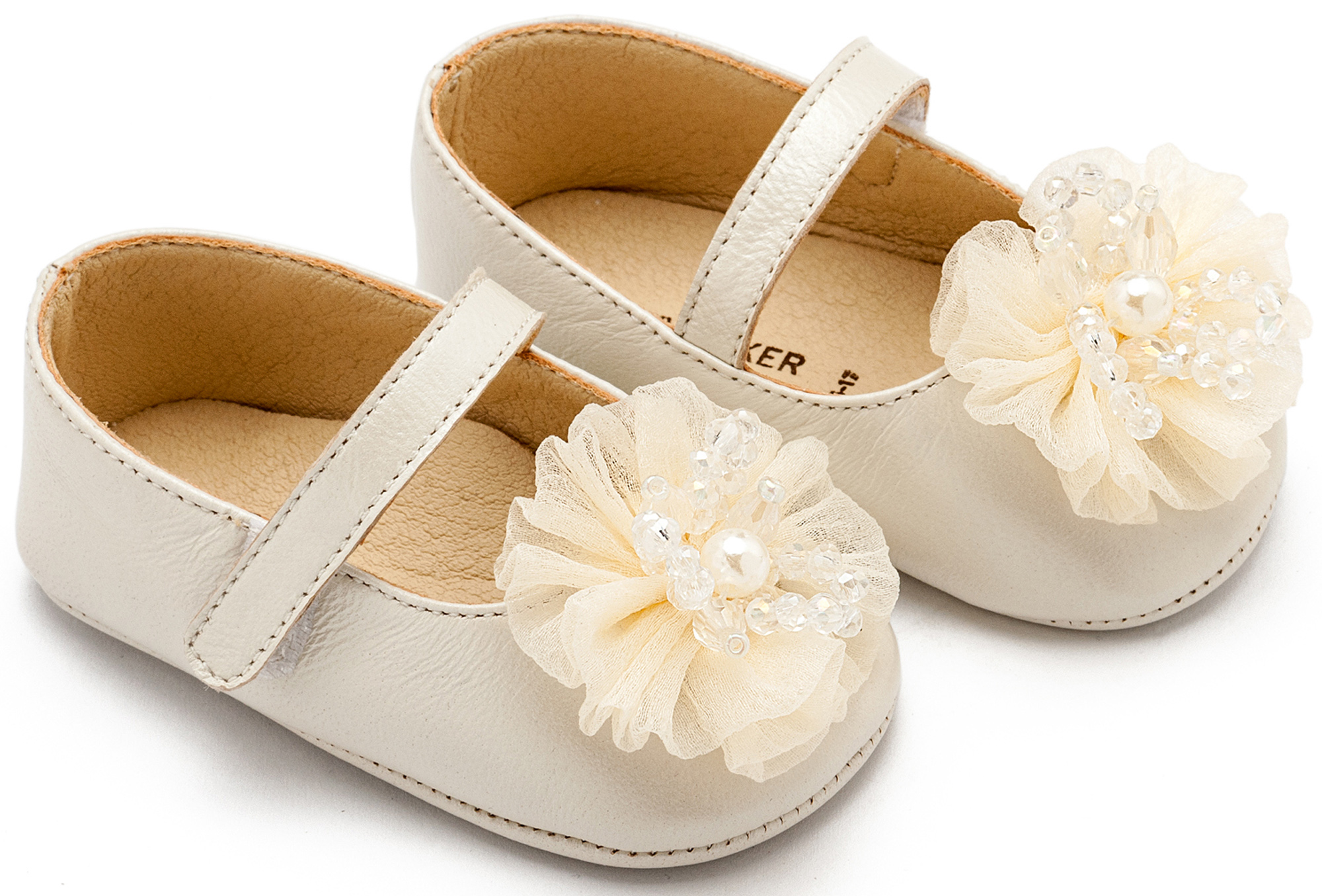 Γοβάκι Μονή Μπαρέτα με Υφασμάτινο Λουλούδι με Χάντρες 