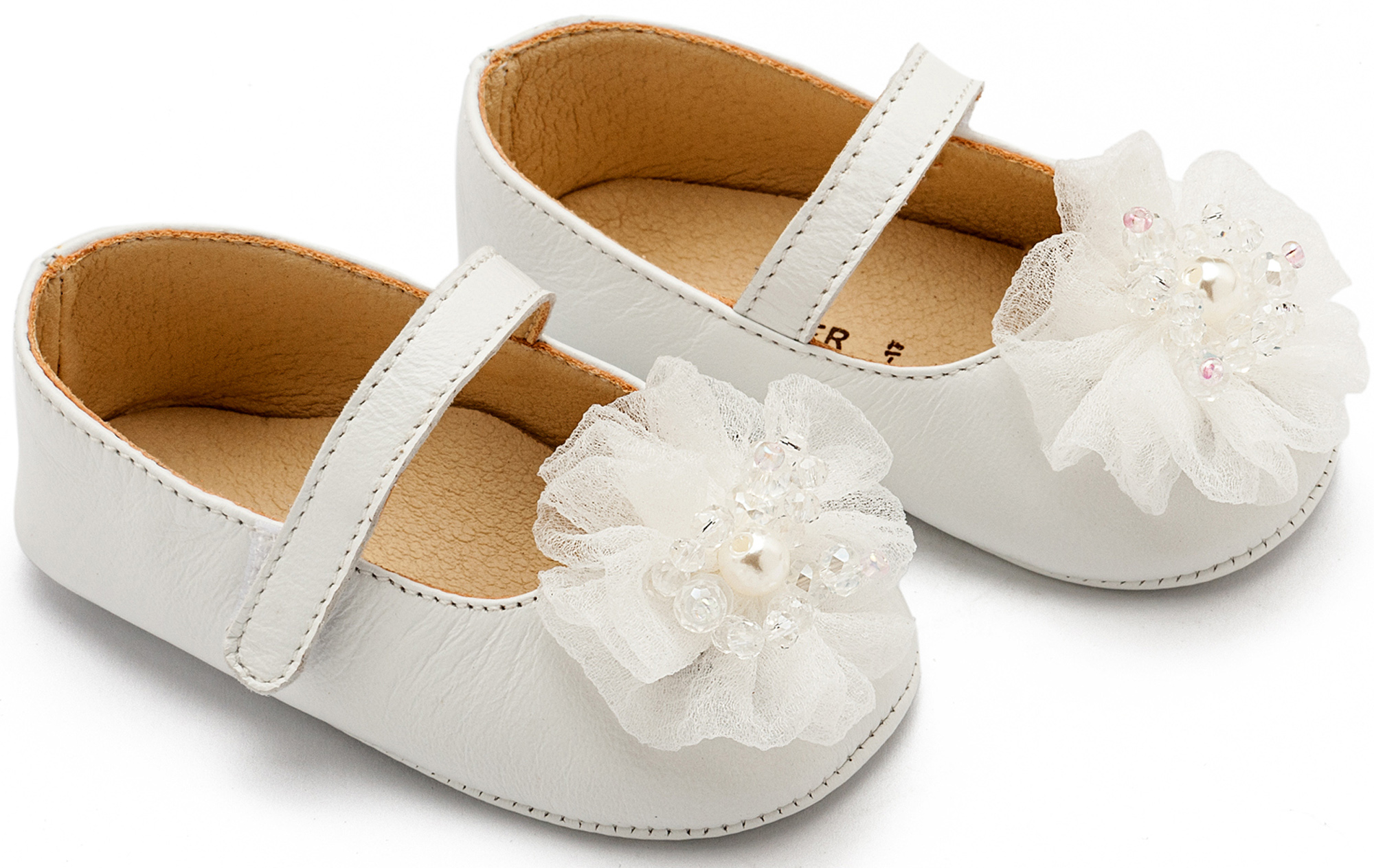 Γοβάκι Μονή Μπαρέτα με Υφασμάτινο Λουλούδι με Χάντρες 