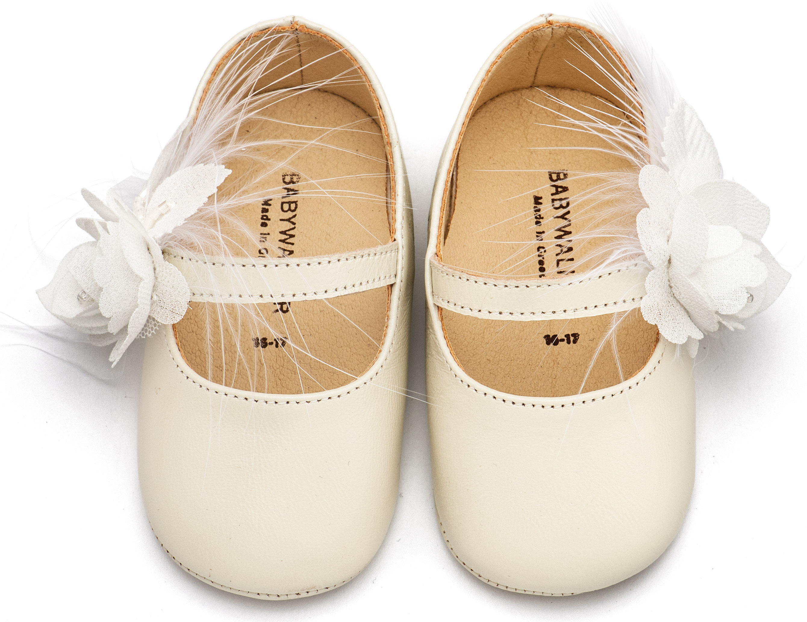 BABYWALKER - Γοβάκι Μονή Μπαρέτα Διακοσμημένο με Λουλούδι και Πούπουλα