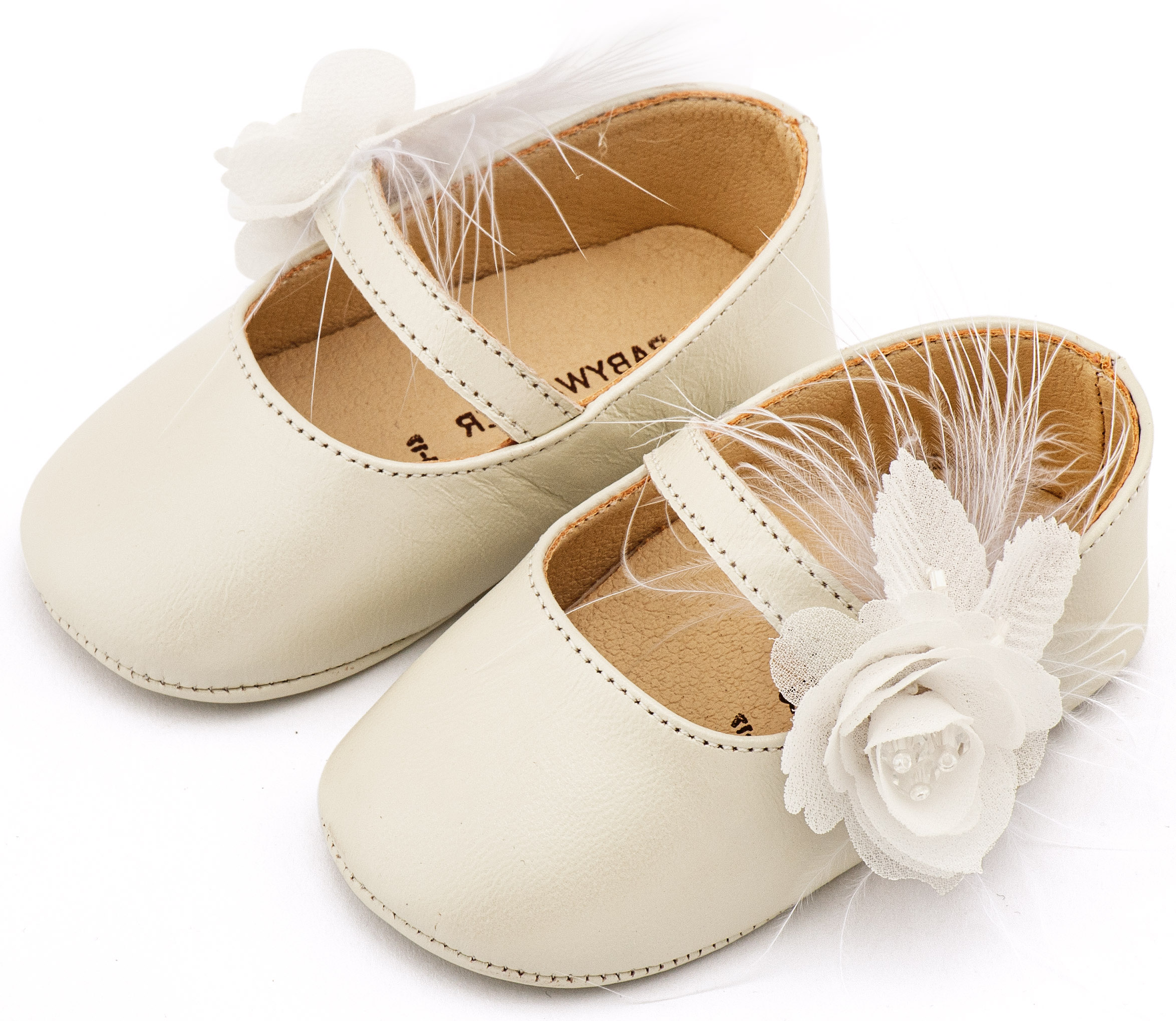 BABYWALKER - Γοβάκι Μονή Μπαρέτα Διακοσμημένο με Λουλούδι και Πούπουλα