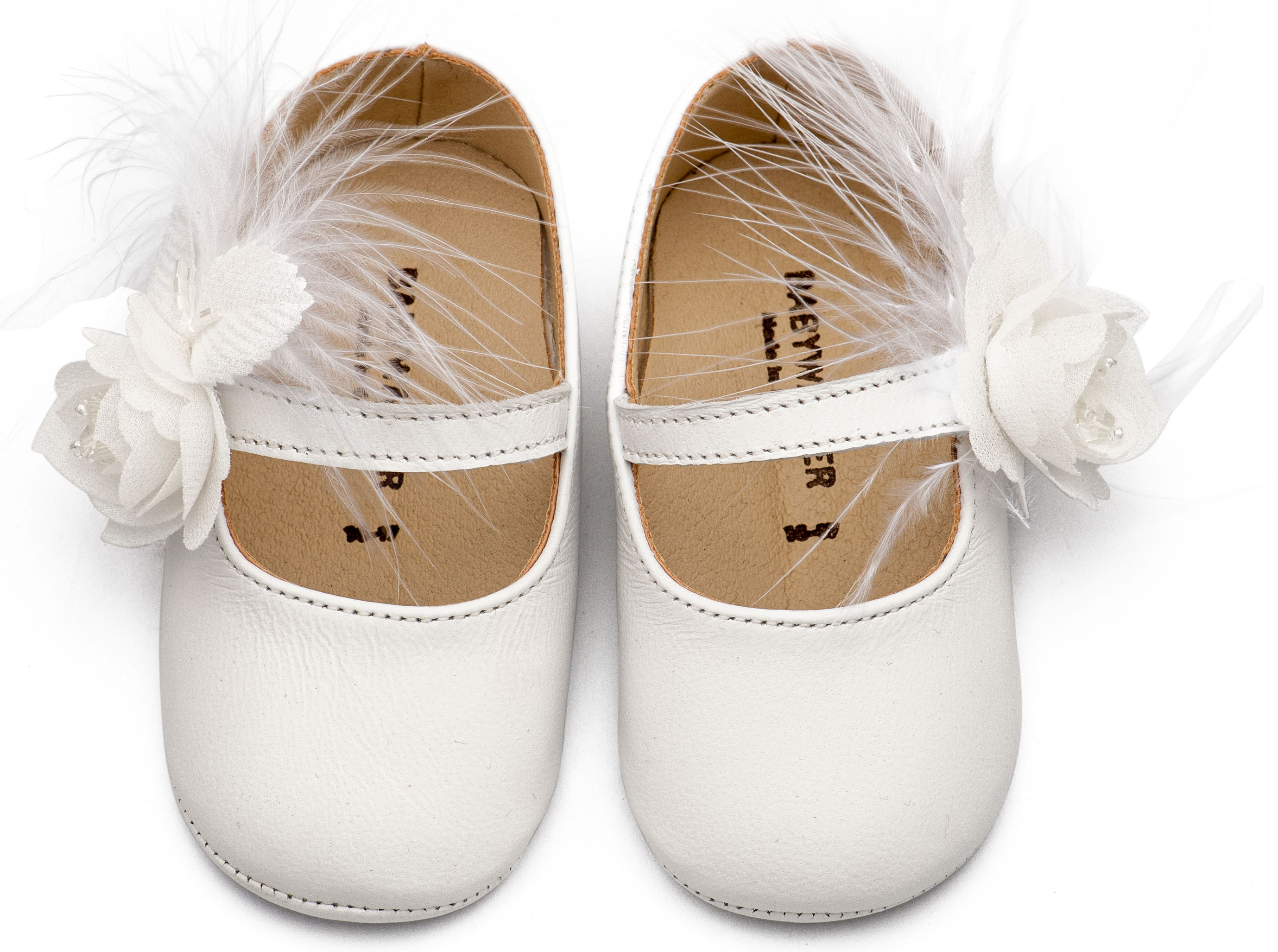 BABYWALKER - Γοβάκι Μονή Μπαρέτα Διακοσμημένο με Λουλούδι και Πούπουλα