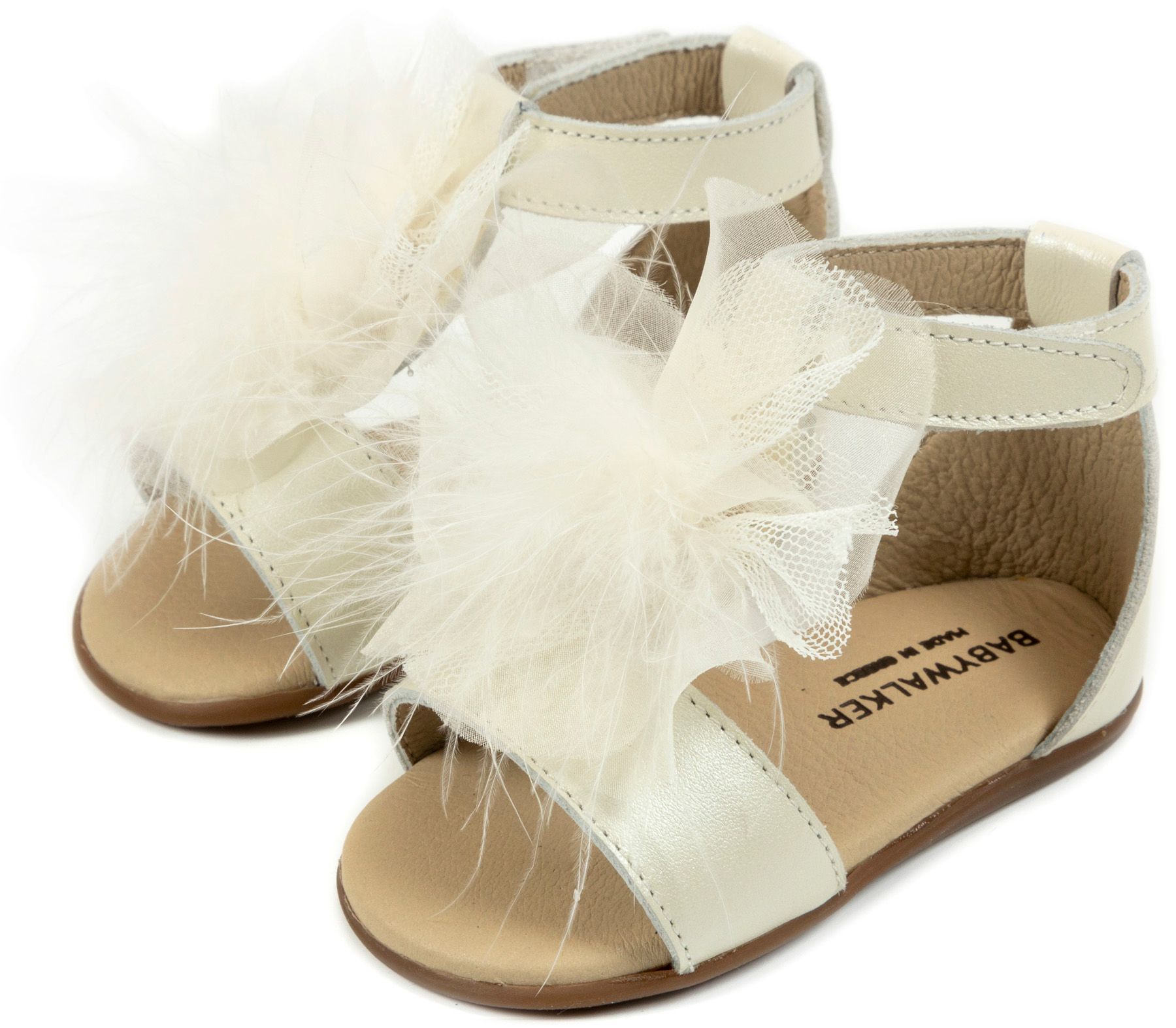 BABYWALKER - Δερμάτινο Πέδιλο Διακοσμημένο με Πον Πον 