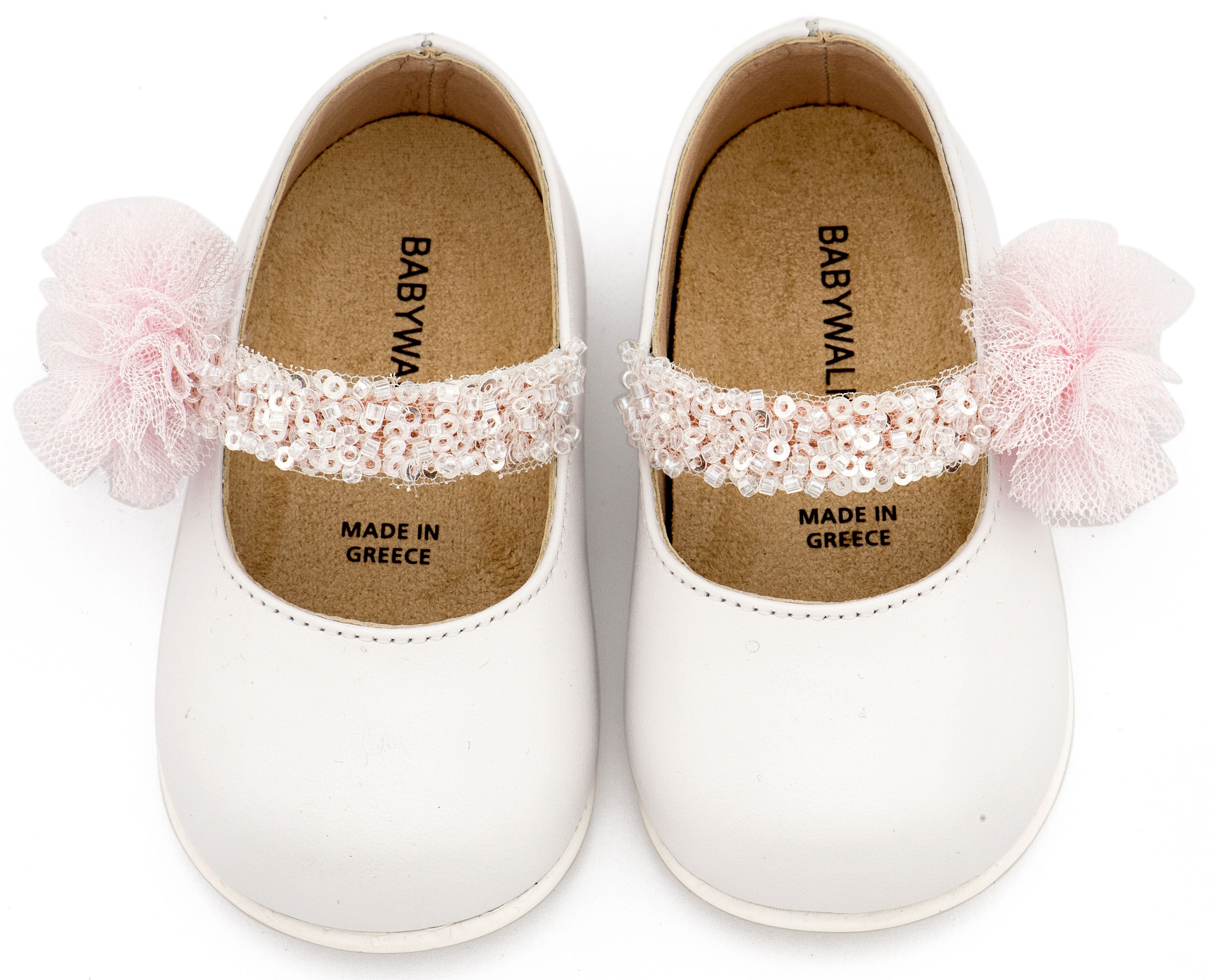 BABYWALKER - Γοβάκι Μονή Μπαρέτα Διακοσμημένο με Τρέσα και Τούλινο Πον Πον 