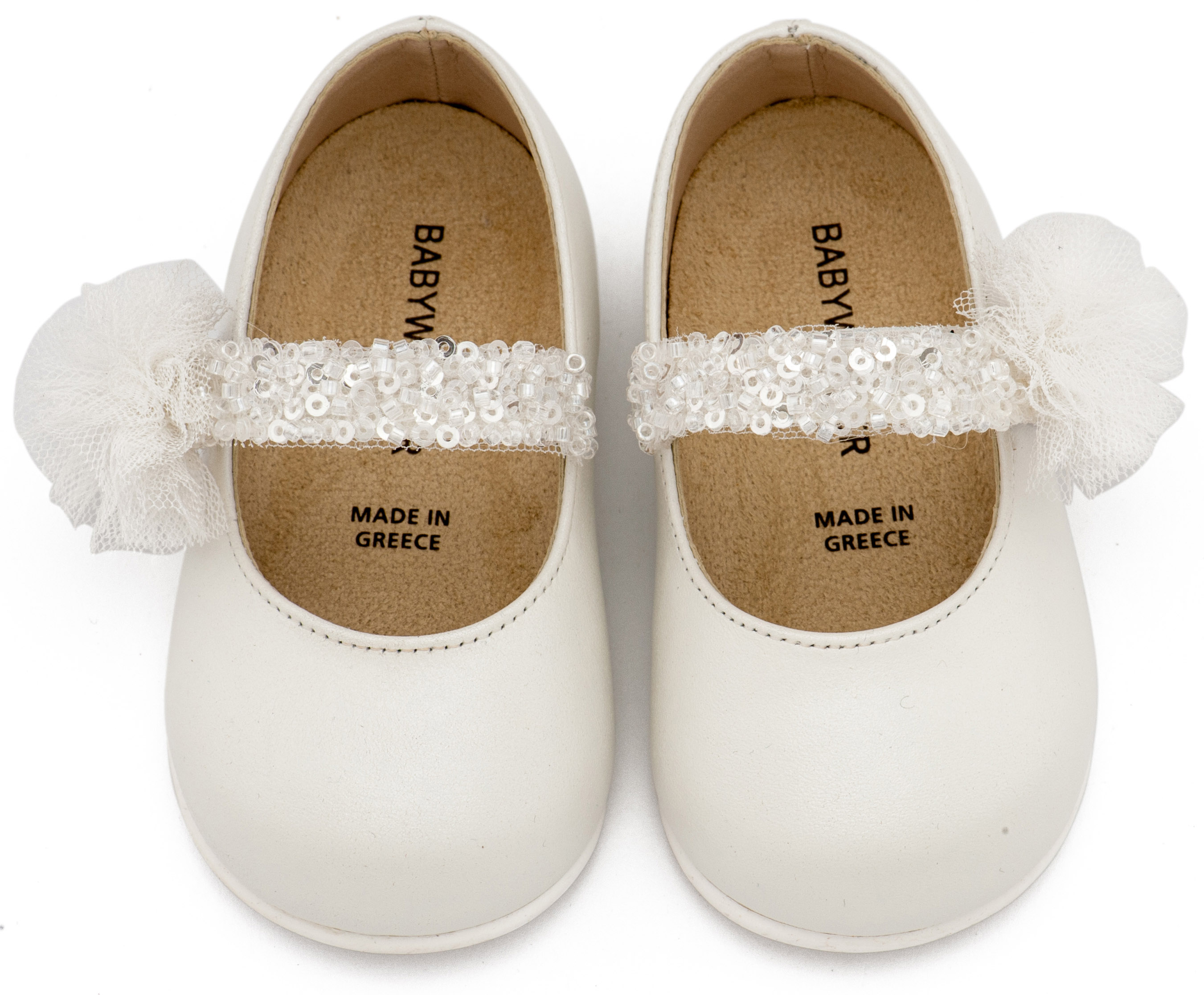 BABYWALKER - Γοβάκι Μονή Μπαρέτα Διακοσμημένο με Τρέσα και Τούλινο Πον Πον 