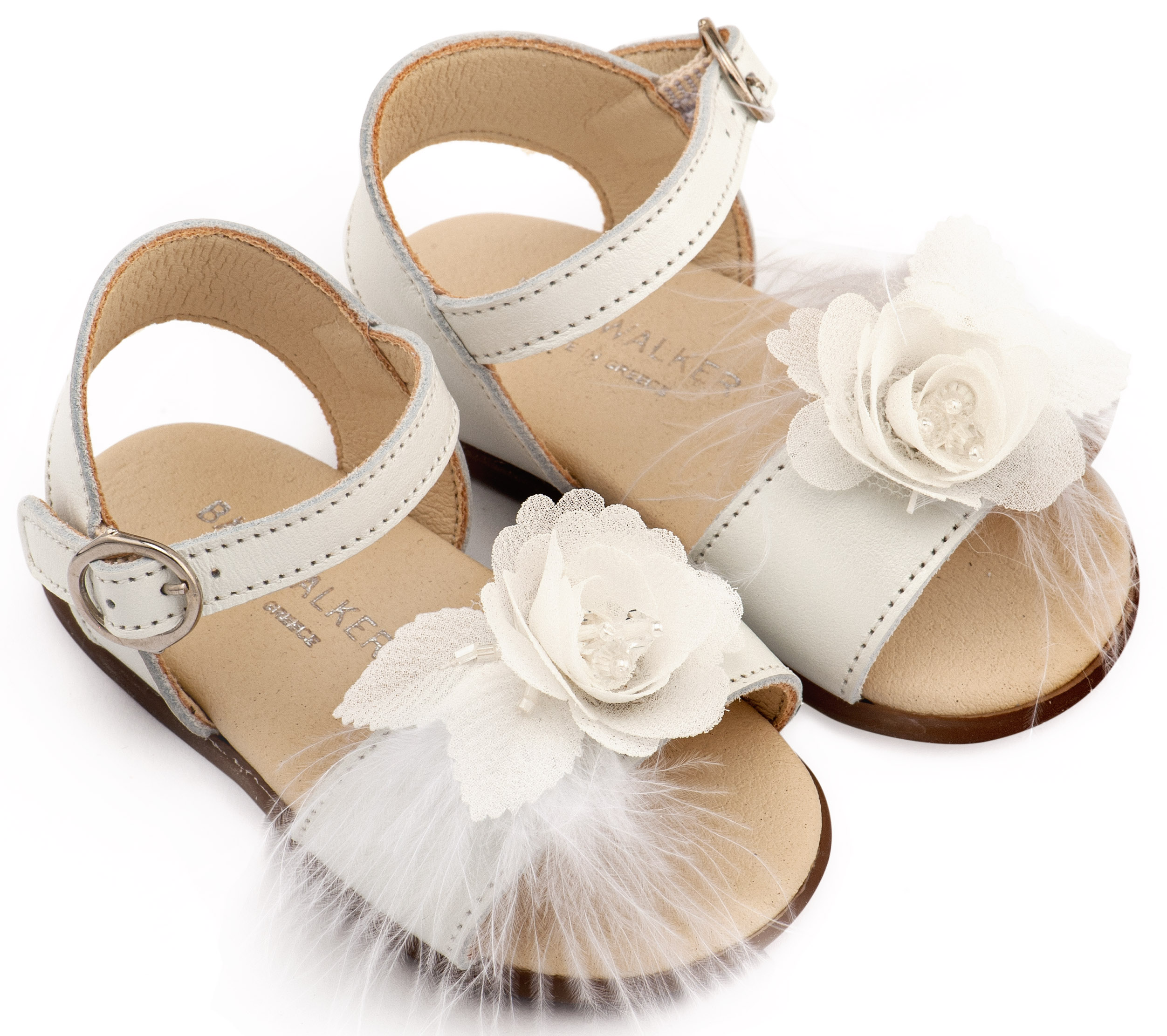 Πέδιλο Διακοσμημένο με Χειροποίητο Λουλούδι με Πούπουλα 