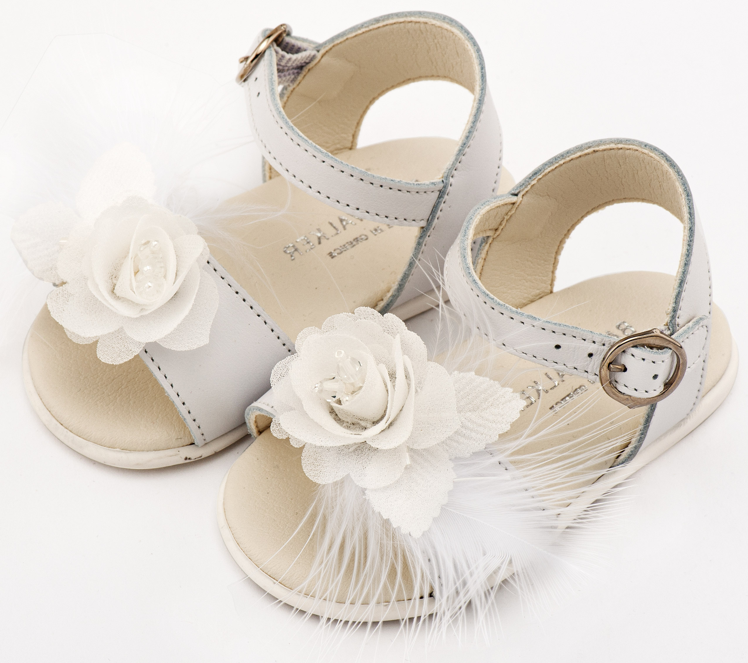 BABYWALKER - Πέδιλο Διακοσμημένο με Χειροποίητο Λουλούδι με Πούπουλα 