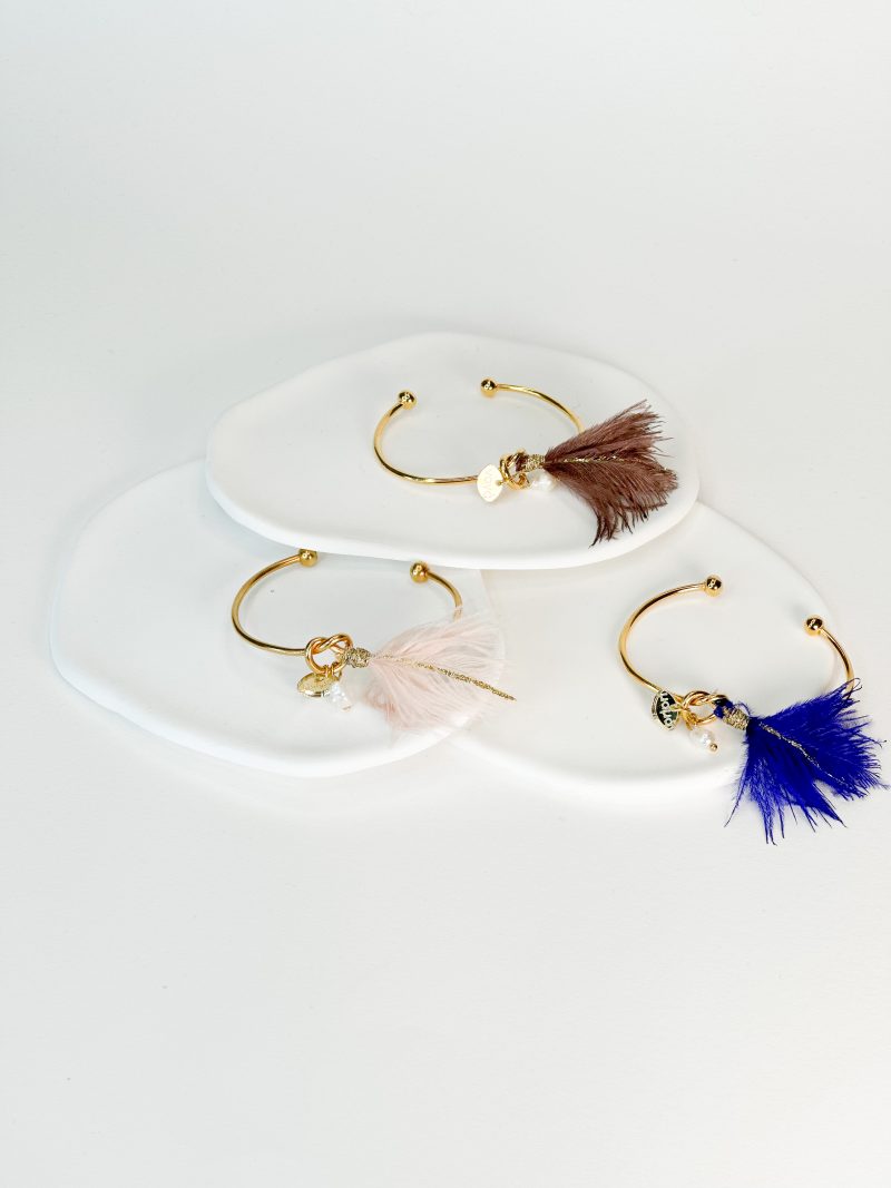 CELFIE CO - Βραχιολάκι για την μαμά και την νονά με γκλίττερ φτερό σε απόχρωση ροζ, μπλε και καφέ