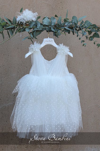 STOVA BAMBINI - Κομψό βαπτιστικό αμάνικο φόρεμα 
