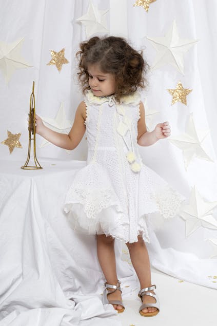 ΓΙΑΝΝΟΠΟΥΛΟΣ - LEILΑ Λευκό Βαμβακερό Φόρεμα